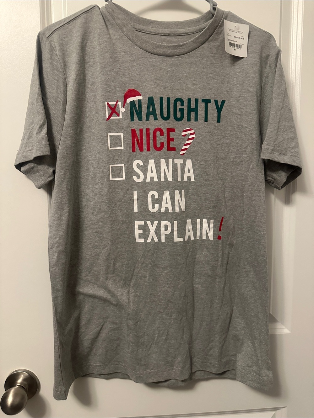 Men's Grey 'Naughty' Holiday Graphic Tee